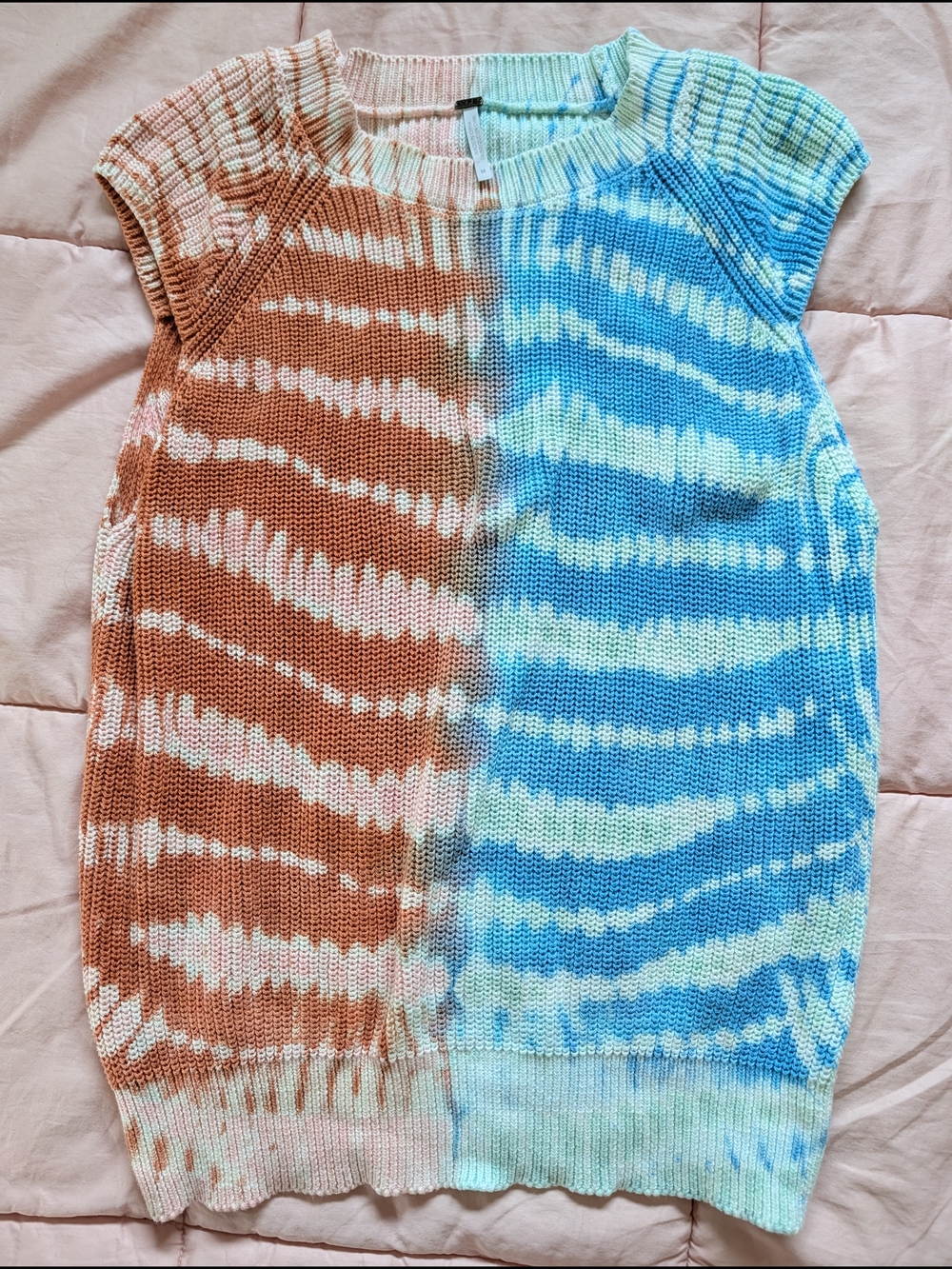 YFB Two-Tone Tie-Dye Knit Top - Blue & Brown
